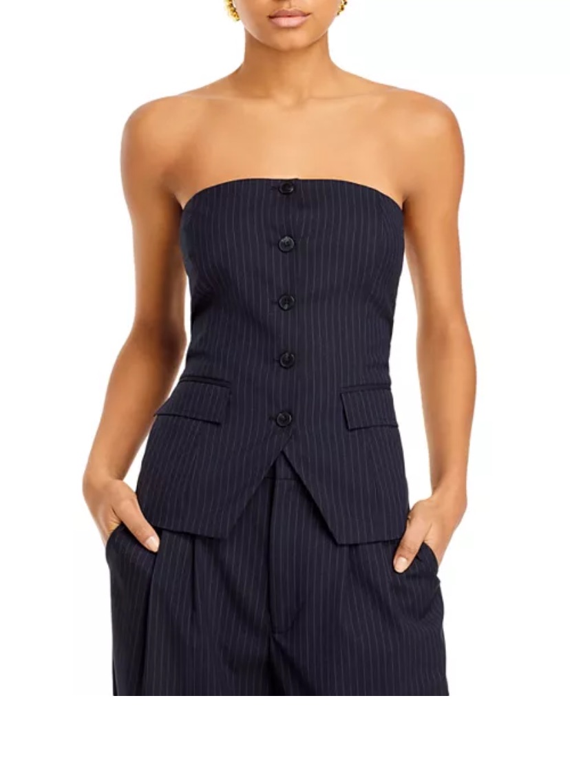 Wayf Berkley Pinstripe Blazer Strapless Vest Top Camisole Bustier S/6 Zara